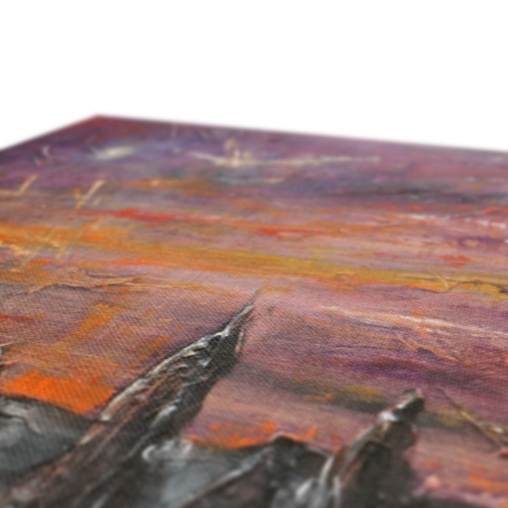 Storr Moonlight Skye canvas print with bold purple orange red brushstrokes
