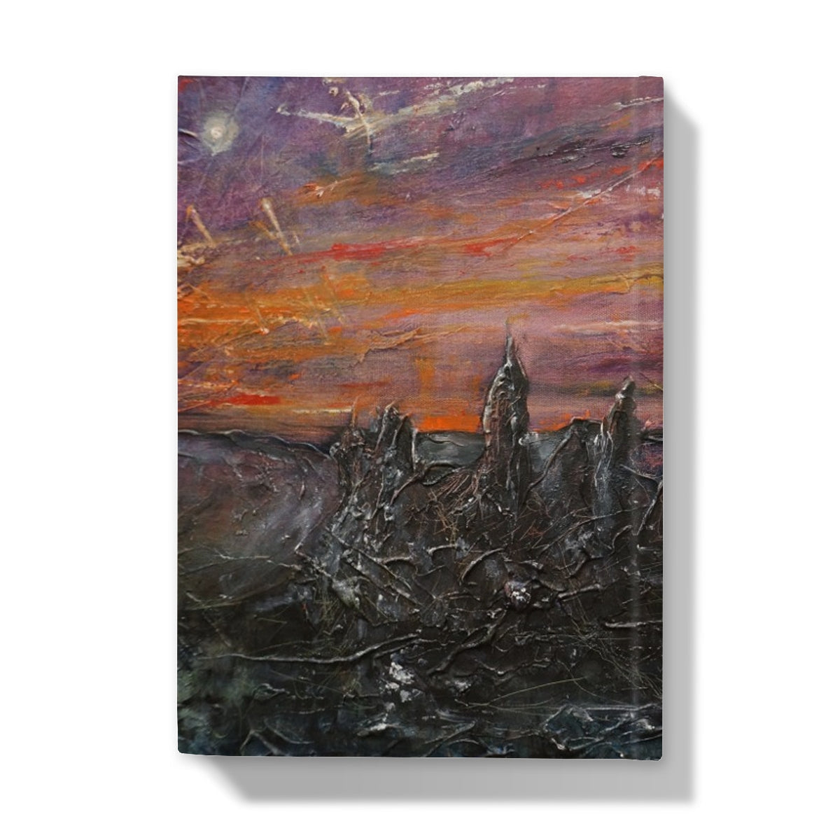 Storr Moonlight Skye journal with dramatic sunset impasto painting