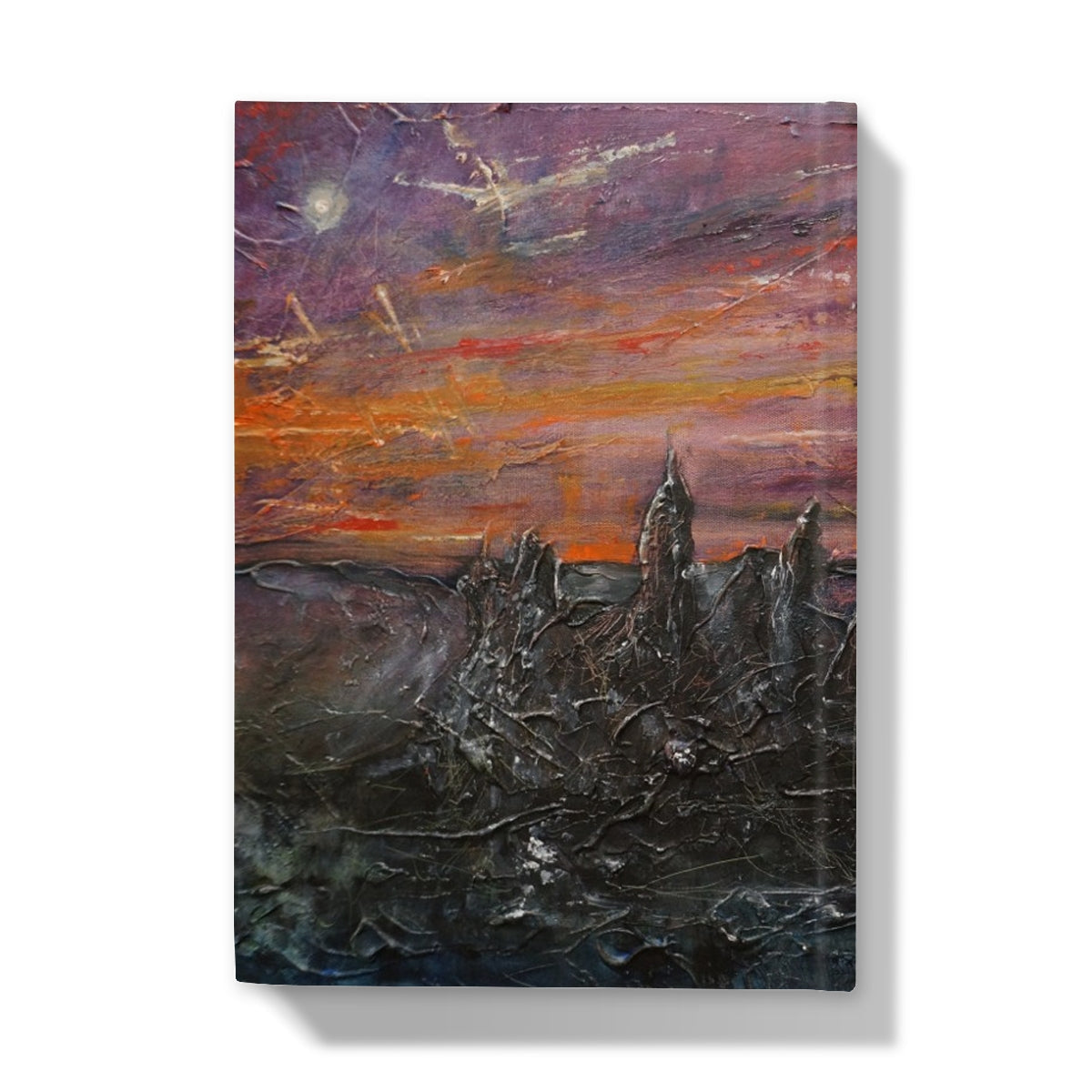 Storr Moonlight Skye journal with sunset impasto painting