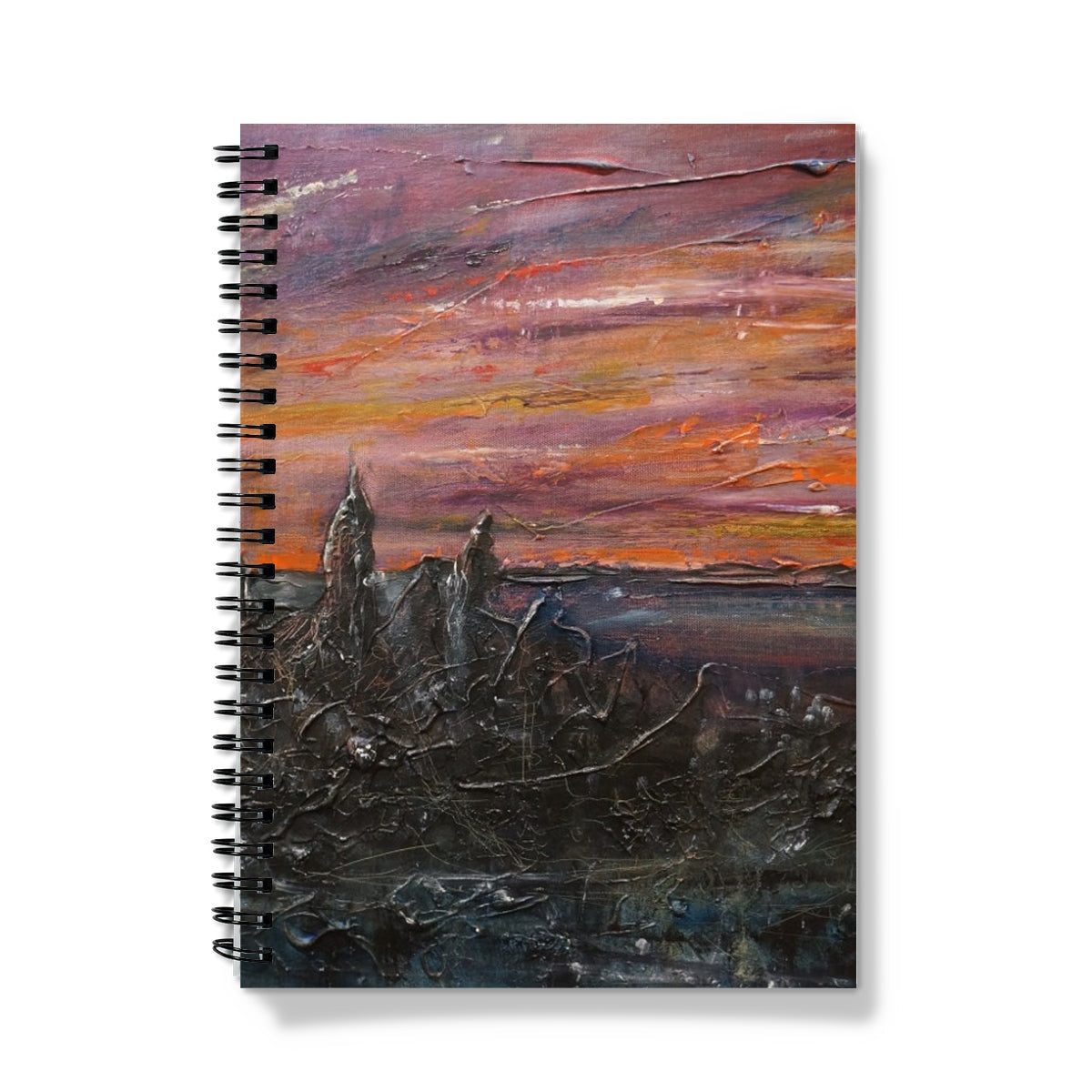 Storr Moonlight Skye notebook with vibrant sunset abstract painting
