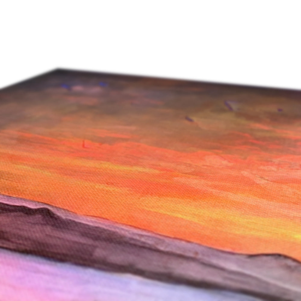 Storr Sunset Skye canvas painting of vibrant orange sunset gradients