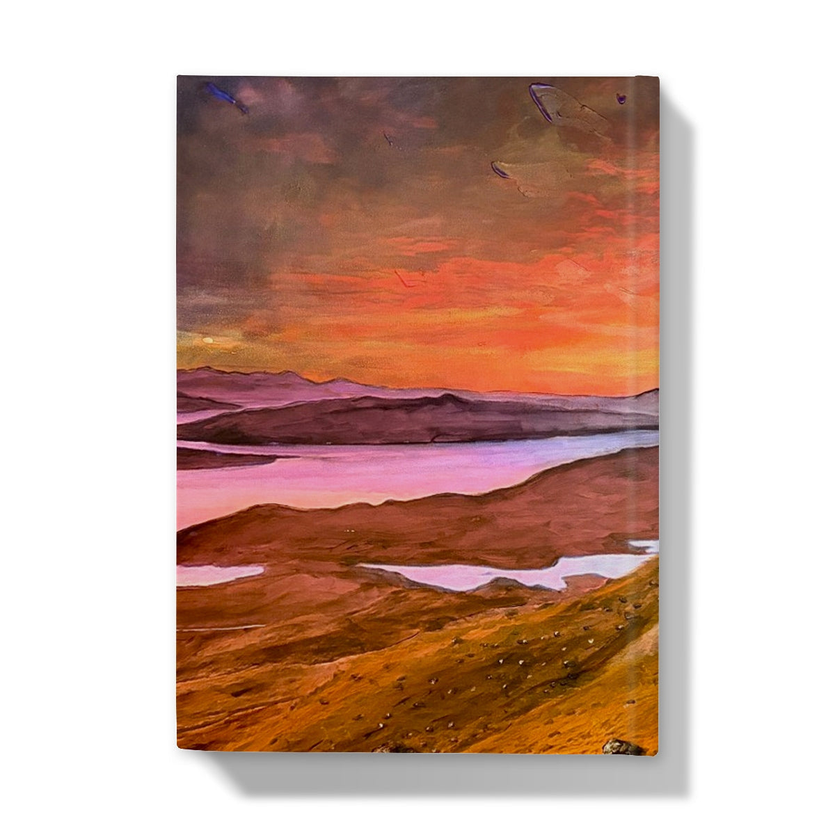 Storr Sunset Skye journal with vibrant sunset over hills and water