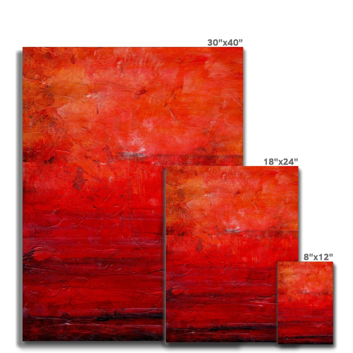 Vibrant red abstract Summer Abstract Canvas with textured layered brushstrokes
