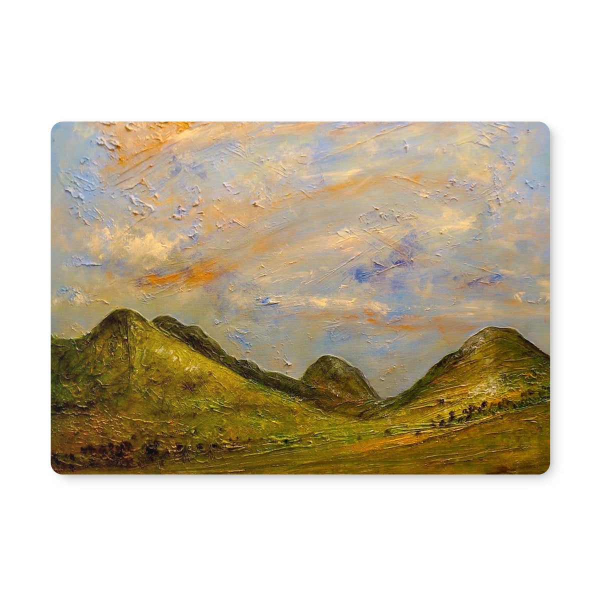 Green mountain landscape painting on Summer In Glencoe Placemat canvas