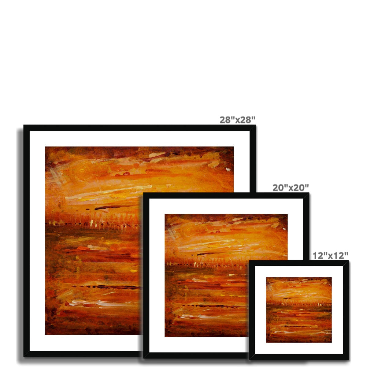 28x28 Framed Summer Horizon II Abstract Art Print in Warm Orange Brown Tones