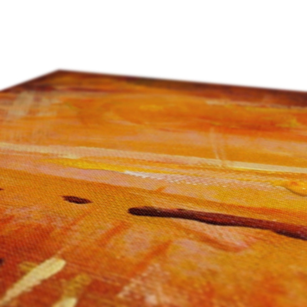 Orange and yellow abstract Summer Horizon II canvas print with textured brushstrokes