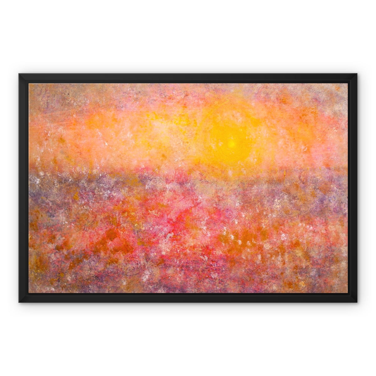 Sunrise Mist Horizon Abstract Painting | Framed Canvas From Scotland-Floating Framed Canvas Prints-Abstract & Impressionistic Art Gallery-24"x18"-Paintings, Prints, Homeware, Art Gifts From Scotland By Scottish Artist Kevin Hunter