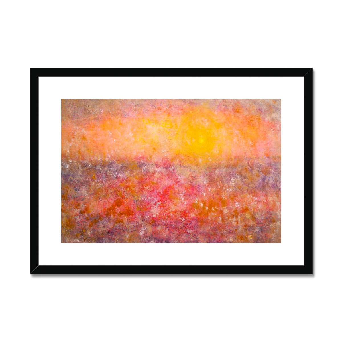 Sunrise Mist Horizon Abstract Painting | Framed & Mounted Prints From Scotland-Framed & Mounted Prints-Abstract & Impressionistic Art Gallery-A2 Landscape-Black Frame-Paintings, Prints, Homeware, Art Gifts From Scotland By Scottish Artist Kevin Hunter