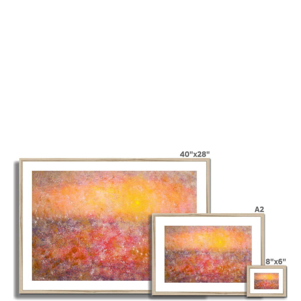 Framed Sunrise Mist Horizon abstract print of vibrant sunset hues