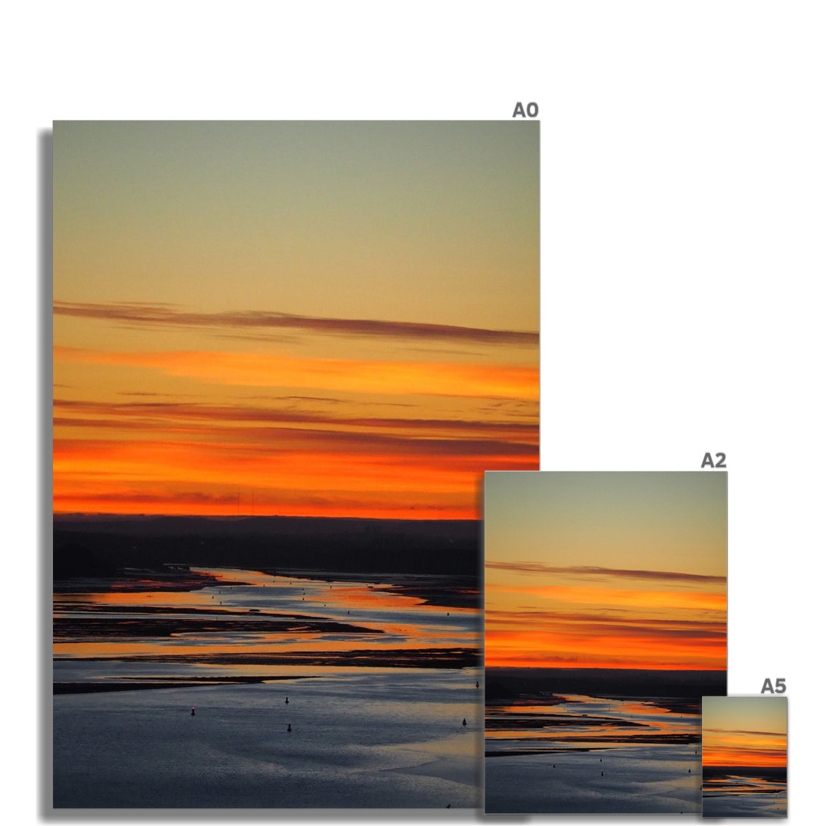 Sunrise over River Clyde canvas print in A0, A2, A5 sizes