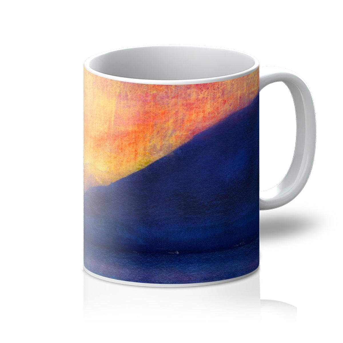 Sunset Approaching Mull Art Gifts Mug-Mugs-Hebridean Islands Art Gallery-11oz-White-Paintings, Prints, Homeware, Art Gifts From Scotland By Scottish Artist Kevin Hunter