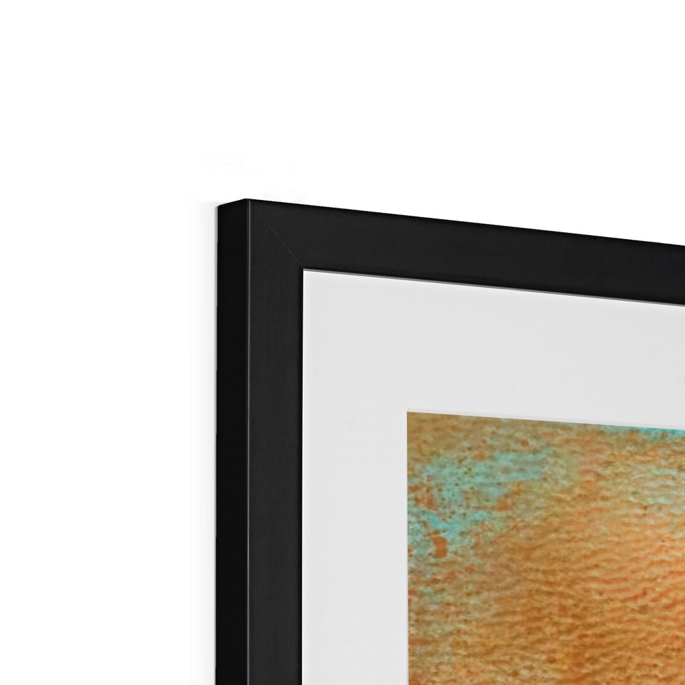 Black framed Sunset Horizon abstract art print with orange teal textures