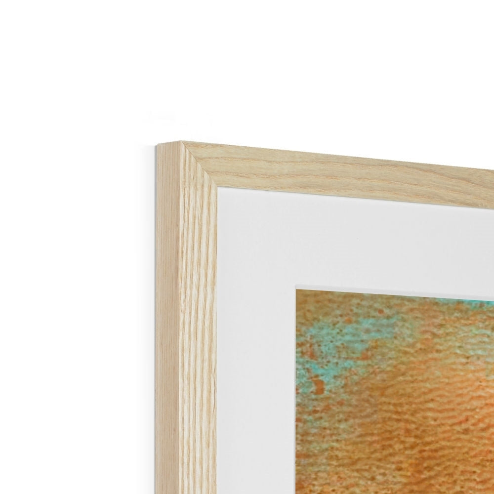 Light oak frame with groove detail holds Sunset Horizon abstract art print