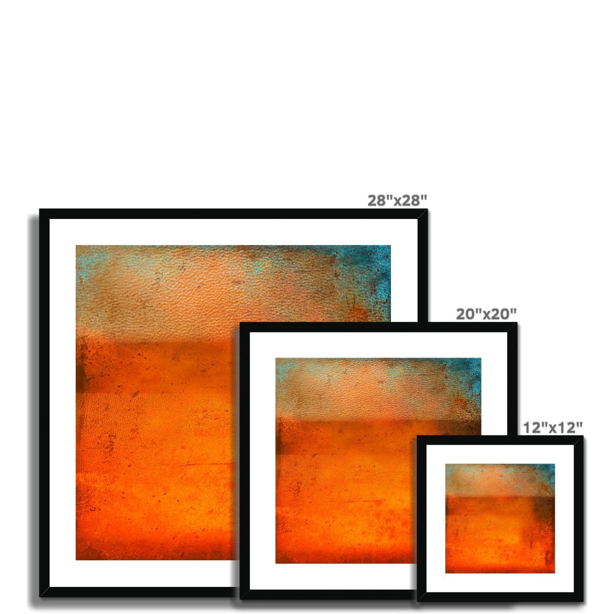 Sunset Horizon abstract art prints in black frames with white matting