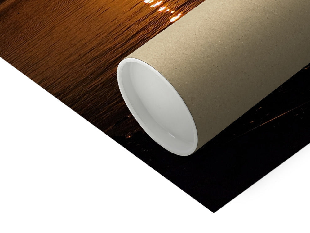 Beige cardboard tube with glossy white lining for Sunset over the Clyde & hills of Argyll fine art print