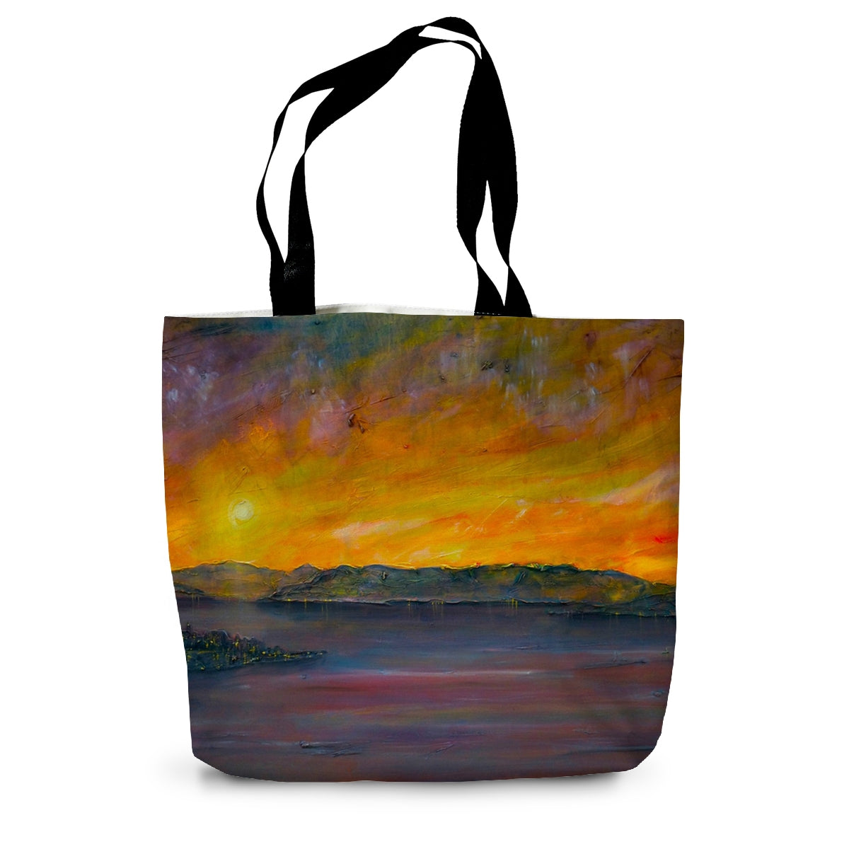 Sunset Over Gourock Art Gifts Canvas Tote Bag-Bags-River Clyde Art Gallery-14"x18.5"-Paintings, Prints, Homeware, Art Gifts From Scotland By Scottish Artist Kevin Hunter