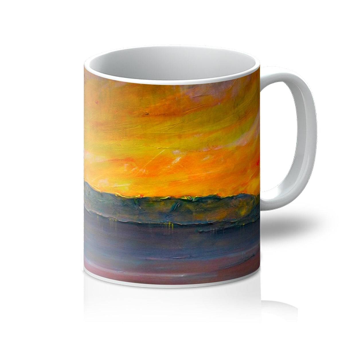 Sunset Over Gourock Art Gifts Mug-Mugs-River Clyde Art Gallery-11oz-White-Paintings, Prints, Homeware, Art Gifts From Scotland By Scottish Artist Kevin Hunter
