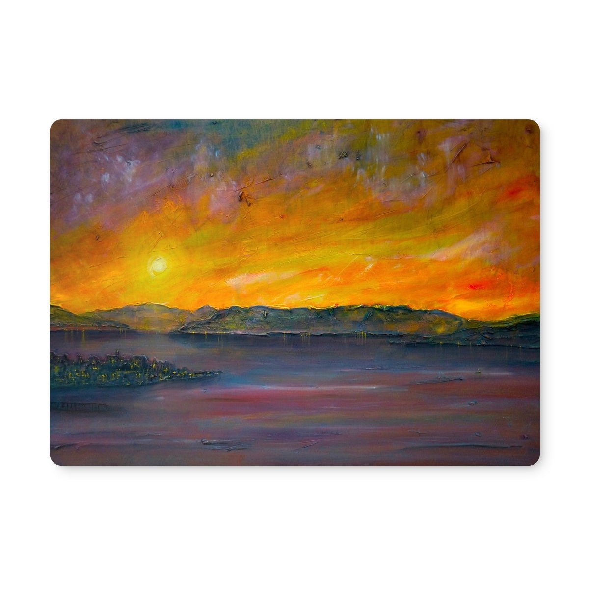 Sunset Over Gourock Art Gifts Placemat-Placemats-River Clyde Art Gallery-Single Placemat-Paintings, Prints, Homeware, Art Gifts From Scotland By Scottish Artist Kevin Hunter