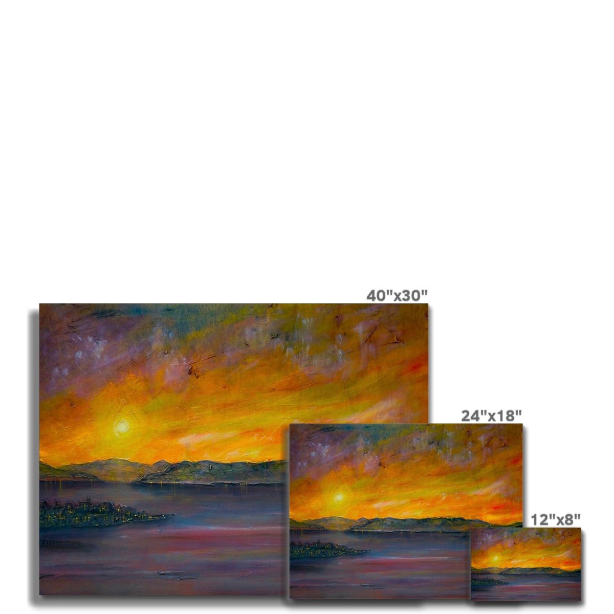 Sunset Over Gourock Painting | Canvas From Scotland-Contemporary Stretched Canvas Prints-River Clyde Art Gallery-Paintings, Prints, Homeware, Art Gifts From Scotland By Scottish Artist Kevin Hunter