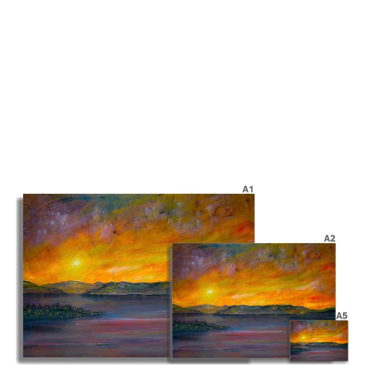 Sunset Over Gourock Painting | Fine Art Prints From Scotland-Unframed Prints-River Clyde Art Gallery-Paintings, Prints, Homeware, Art Gifts From Scotland By Scottish Artist Kevin Hunter