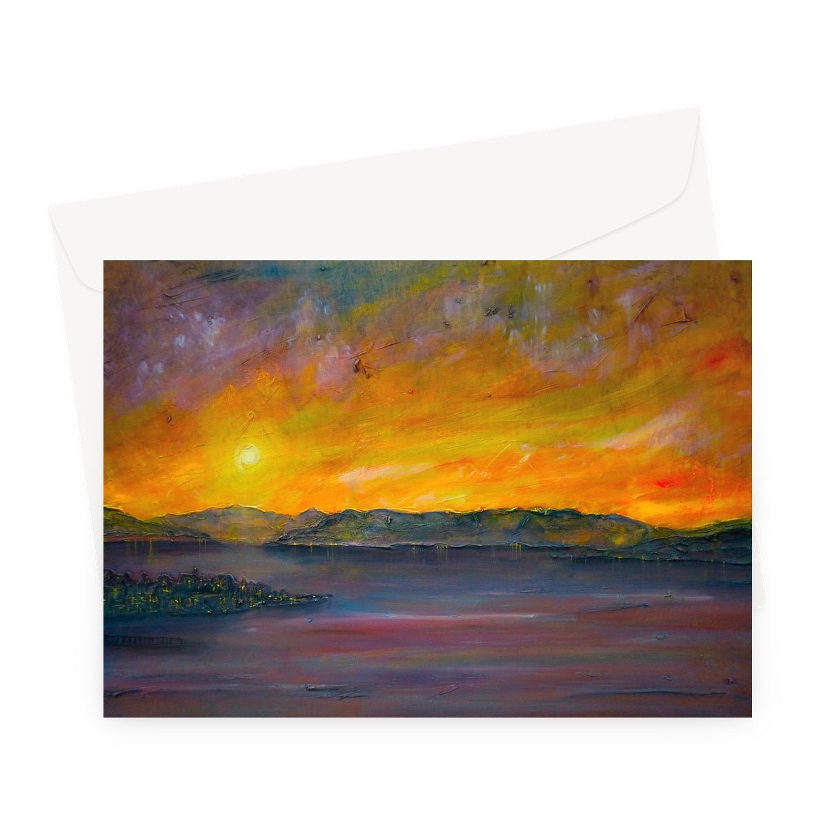 Sunset Over Gourock Scottish Art Gifts Greeting Card