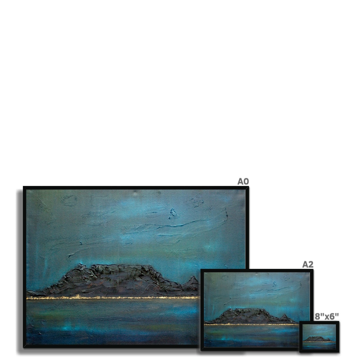 Table Mountain Dusk Painting | Framed Prints From Scotland-Framed Prints-World Art Gallery-Paintings, Prints, Homeware, Art Gifts From Scotland By Scottish Artist Kevin Hunter