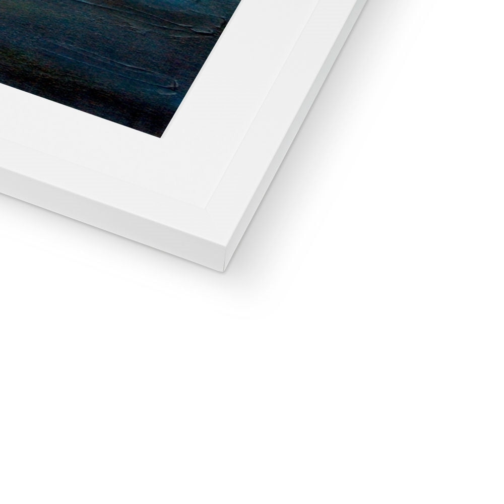 White matte frame with dark blue abstract Table Mountain South Africa print