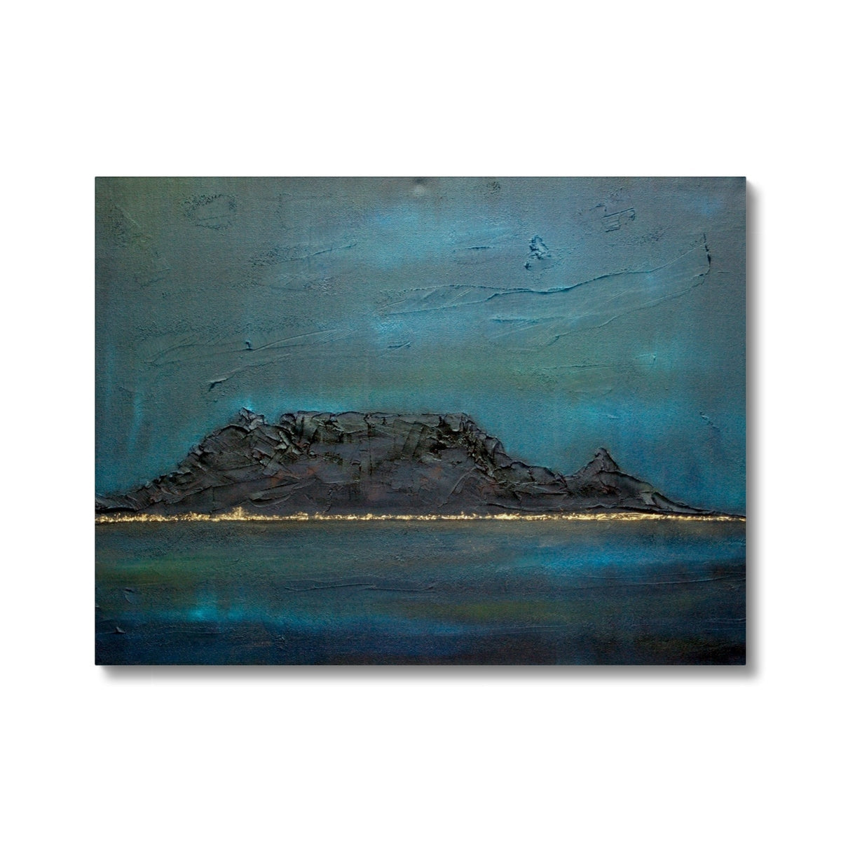 Table Mountain South Africa black landscape canvas with teal accents
