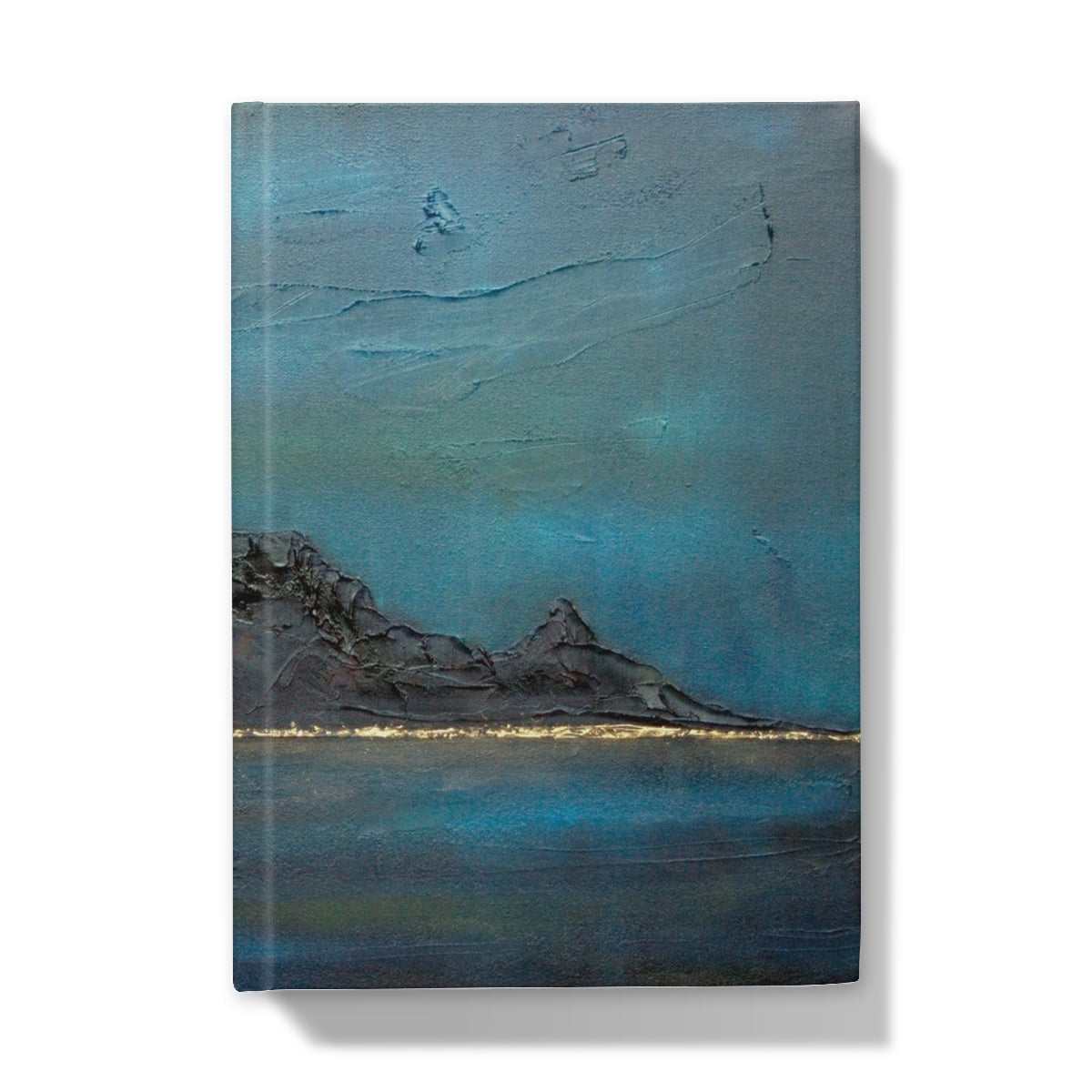 Teal and black abstract Table Mountain landscape journal print