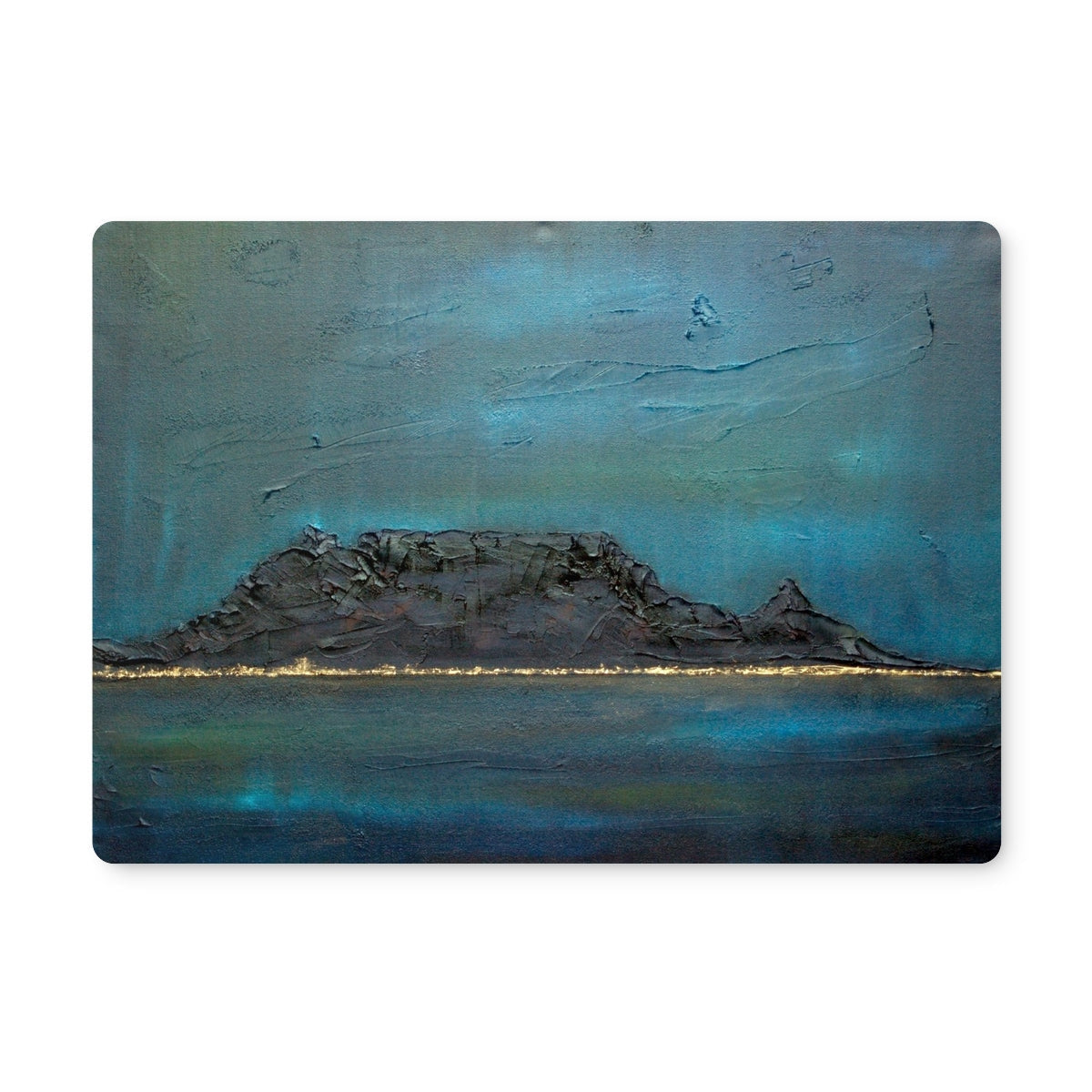 Blue green abstract Table Mountain South Africa placemat painting