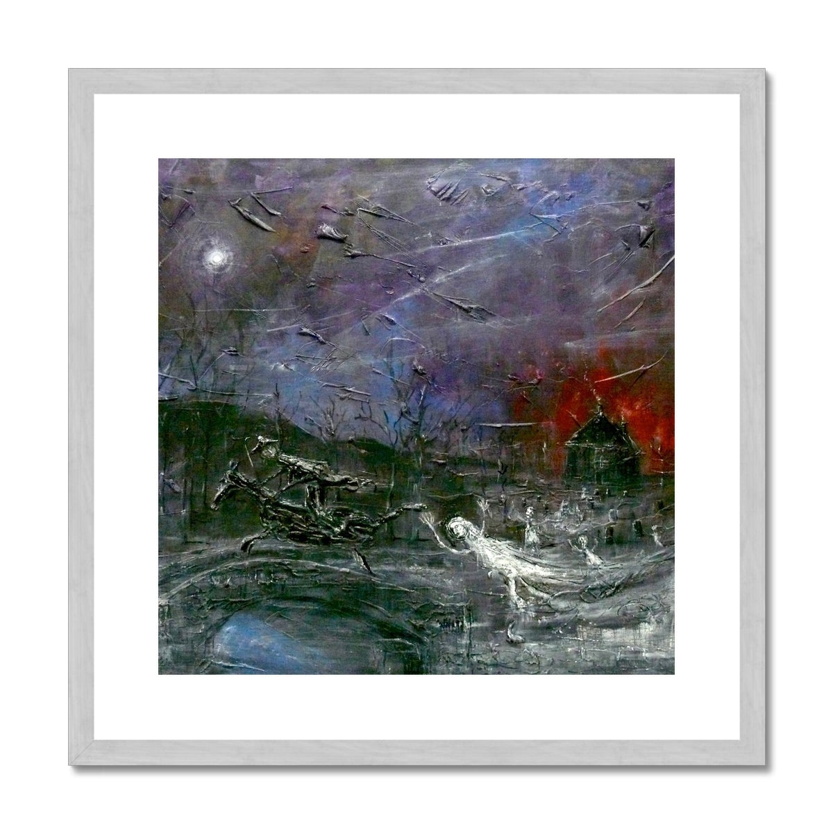Tam O Shanter Painting | Antique Framed & Mounted Prints From Scotland-Antique Framed & Mounted Prints-Abstract & Impressionistic Art Gallery-20"x20"-Silver Frame-Paintings, Prints, Homeware, Art Gifts From Scotland By Scottish Artist Kevin Hunter