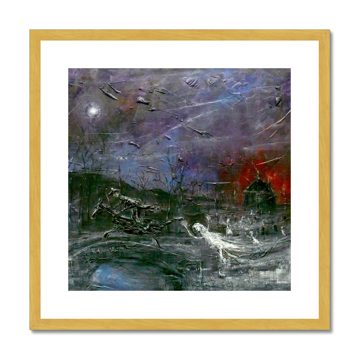 Tam O Shanter Painting | Antique Framed & Mounted Prints From Scotland-Antique Framed & Mounted Prints-Abstract & Impressionistic Art Gallery-20"x20"-Gold Frame-Paintings, Prints, Homeware, Art Gifts From Scotland By Scottish Artist Kevin Hunter