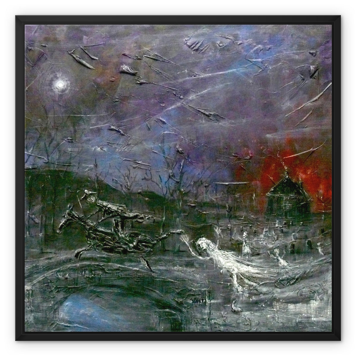 Tam O Shanter Painting | Framed Canvas From Scotland-Floating Framed Canvas Prints-Abstract & Impressionistic Art Gallery-24"x24"-Paintings, Prints, Homeware, Art Gifts From Scotland By Scottish Artist Kevin Hunter