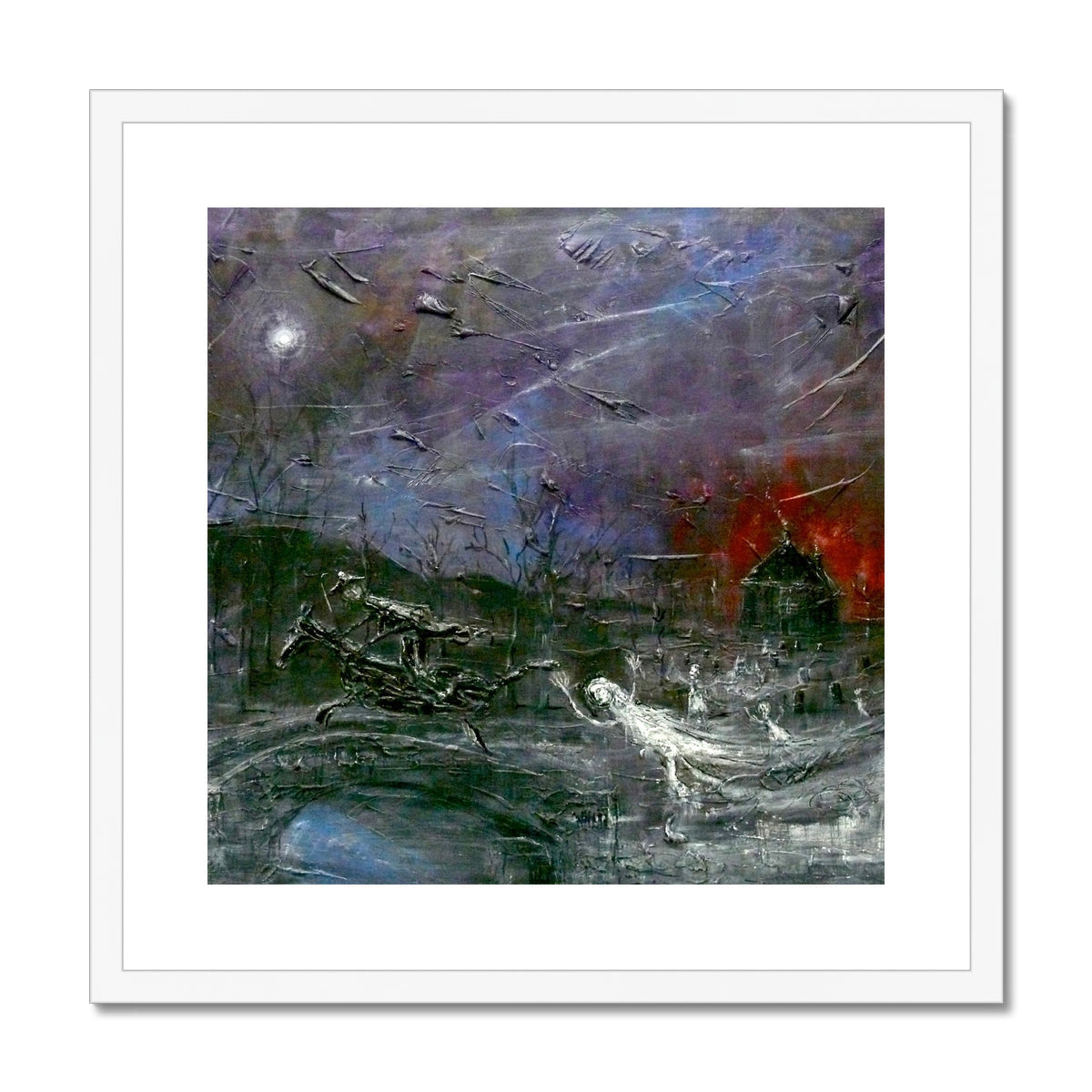 Tam O Shanter Painting | Framed & Mounted Prints From Scotland-Framed & Mounted Prints-Abstract & Impressionistic Art Gallery-20"x20"-White Frame-Paintings, Prints, Homeware, Art Gifts From Scotland By Scottish Artist Kevin Hunter