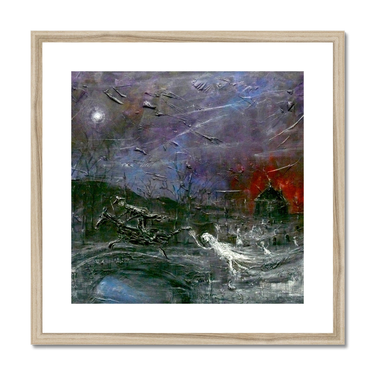 Tam O Shanter Painting | Framed & Mounted Prints From Scotland-Framed & Mounted Prints-Abstract & Impressionistic Art Gallery-20"x20"-Natural Frame-Paintings, Prints, Homeware, Art Gifts From Scotland By Scottish Artist Kevin Hunter