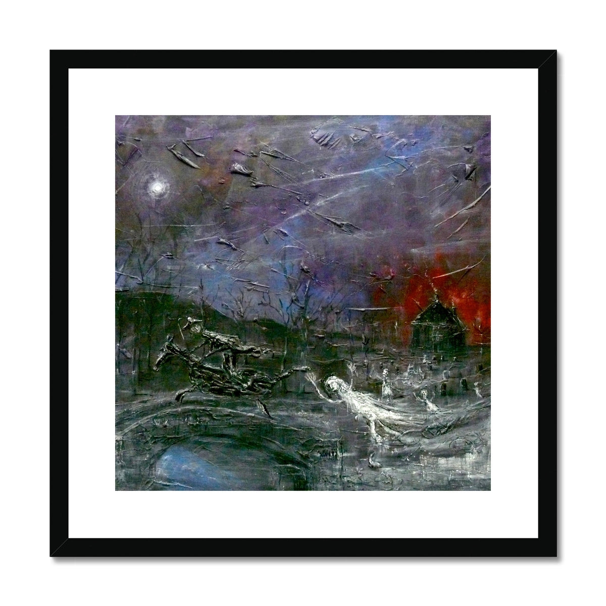 Tam O Shanter Painting | Framed & Mounted Prints From Scotland-Framed & Mounted Prints-Abstract & Impressionistic Art Gallery-20"x20"-Black Frame-Paintings, Prints, Homeware, Art Gifts From Scotland By Scottish Artist Kevin Hunter