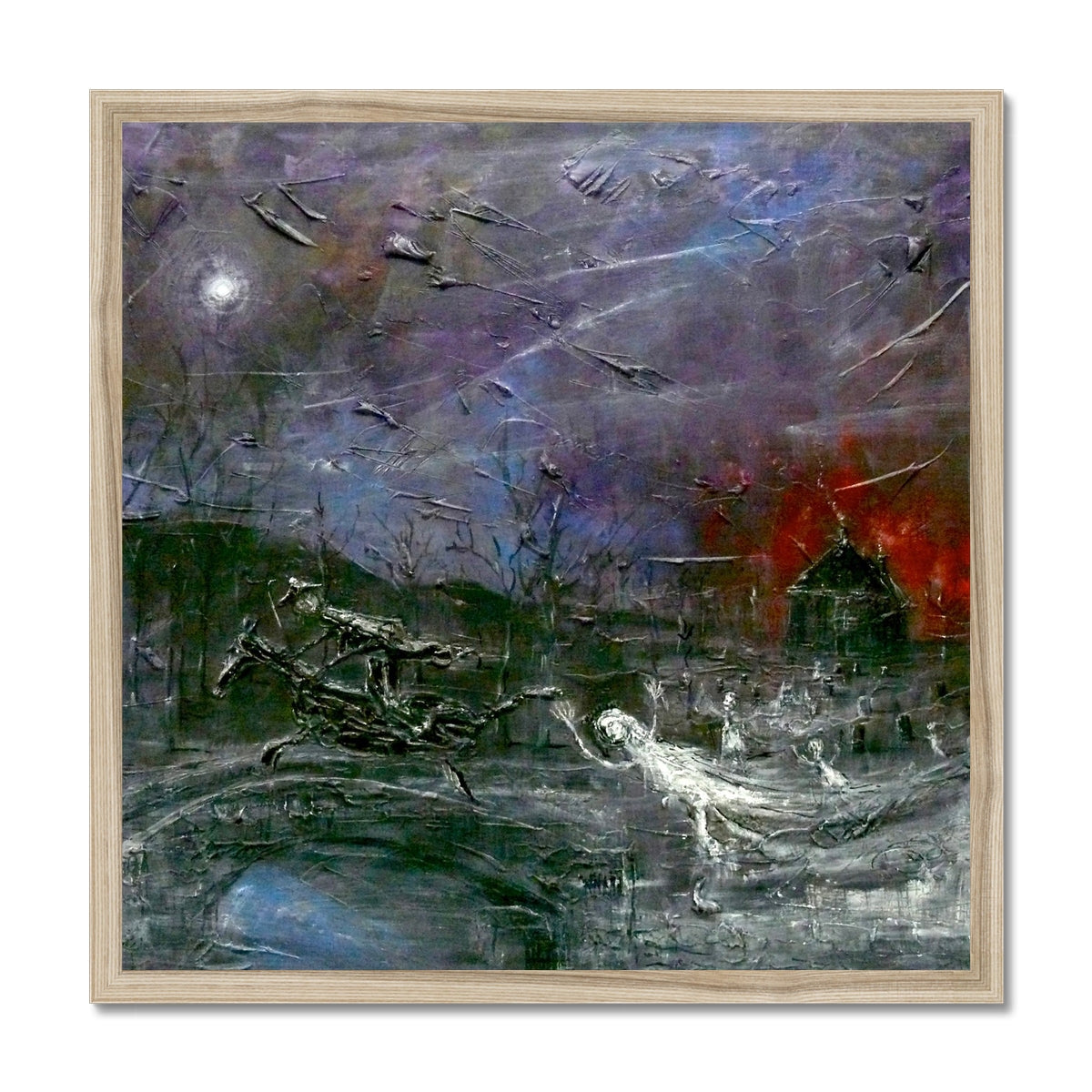 Tam O Shanter Painting | Framed Prints From Scotland-Framed Prints-Abstract & Impressionistic Art Gallery-20"x20"-Natural Frame-Paintings, Prints, Homeware, Art Gifts From Scotland By Scottish Artist Kevin Hunter