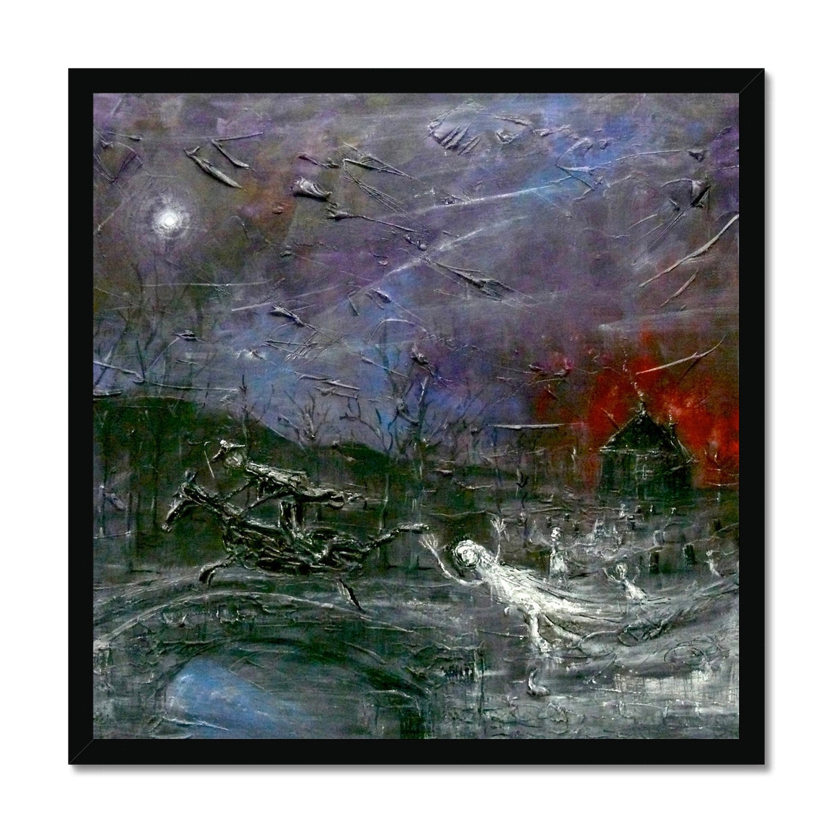 Tam O Shanter Painting | Framed Prints From Scotland-Framed Prints-Abstract & Impressionistic Art Gallery-20"x20"-Black Frame-Paintings, Prints, Homeware, Art Gifts From Scotland By Scottish Artist Kevin Hunter