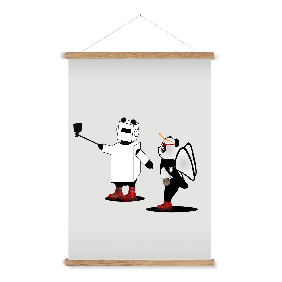 Techno Selfie | Panda Disco | Graphic Art Print with Hanger