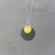 Teide small dot necklace in silver with black and yellow pendant by Lindsay McDowall Jewellery