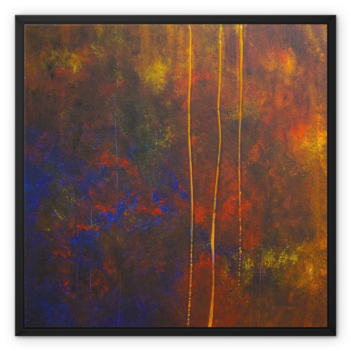 The Autumn Wood Abstract Painting | Framed Canvas From Scotland-Floating Framed Canvas Prints-Abstract & Impressionistic Art Gallery-24"x24"-Paintings, Prints, Homeware, Art Gifts From Scotland By Scottish Artist Kevin Hunter