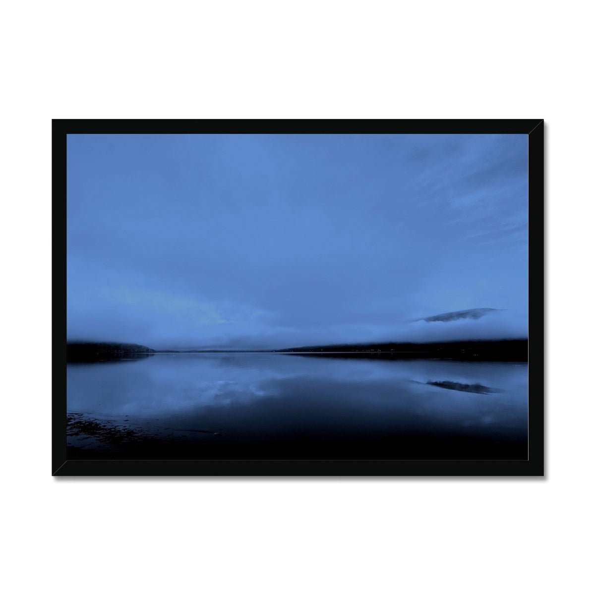 The Blue Hour Loch Fyne Painting | Framed Prints From Scotland-Framed Prints-Scottish Lochs & Mountains Art Gallery-A2 Landscape-Black Frame-Paintings, Prints, Homeware, Art Gifts From Scotland By Scottish Artist Kevin Hunter