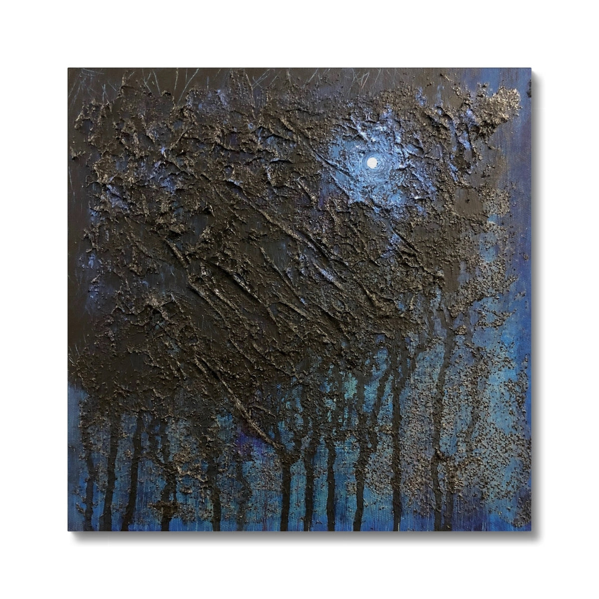 The Blue Moon Wood Abstract Canvas