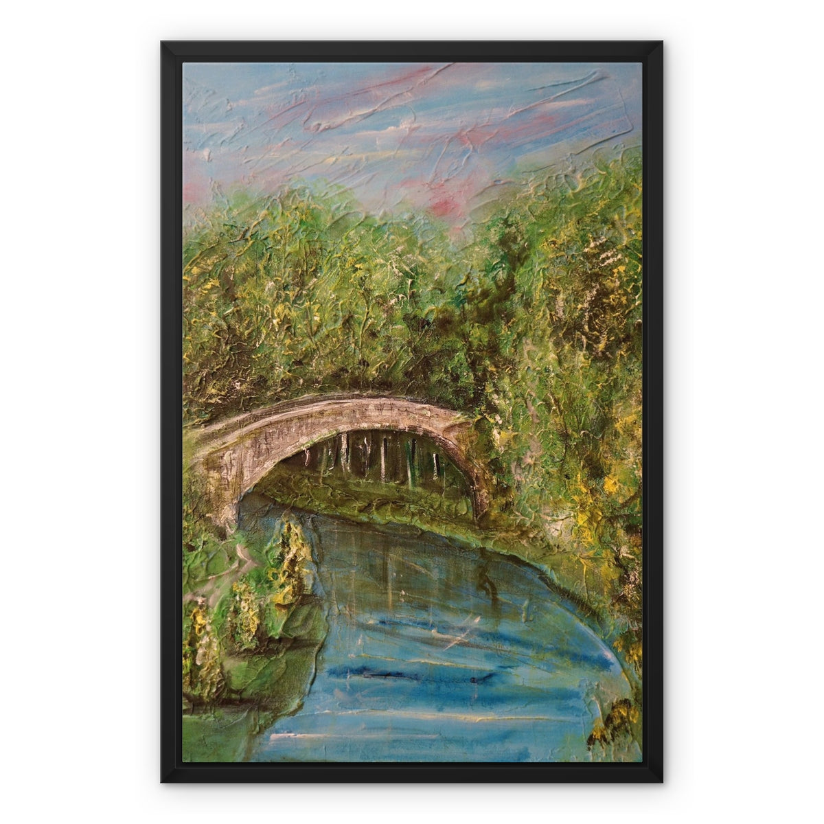 The Brig O Doon Painting | Framed Canvas From Scotland-Floating Framed Canvas Prints-Historic & Iconic Scotland Art Gallery-18"x24"-Paintings, Prints, Homeware, Art Gifts From Scotland By Scottish Artist Kevin Hunter