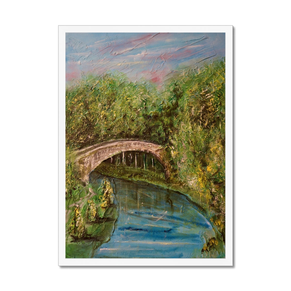 The Brig O Doon Painting | Framed Prints From Scotland-Framed Prints-Historic & Iconic Scotland Art Gallery-A2 Portrait-White Frame-Paintings, Prints, Homeware, Art Gifts From Scotland By Scottish Artist Kevin Hunter