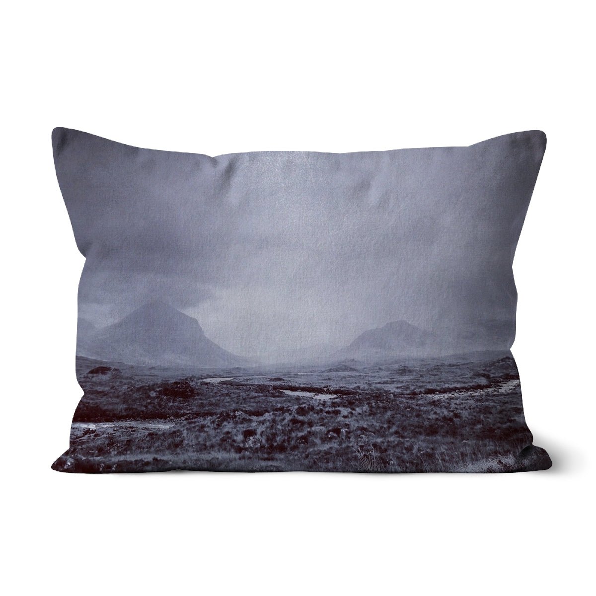The Brooding Cuillin Skye Art Gifts Cushion-Cushions-Skye Art Gallery-Linen-19"x13"-Paintings, Prints, Homeware, Art Gifts From Scotland By Scottish Artist Kevin Hunter