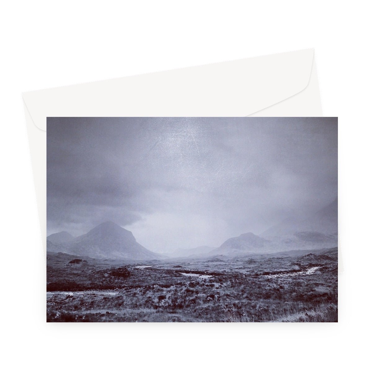 The Brooding Cuillin Skye Art Gifts Greeting Card-Greetings Cards-Skye Art Gallery-A5 Landscape-1 Card-Paintings, Prints, Homeware, Art Gifts From Scotland By Scottish Artist Kevin Hunter