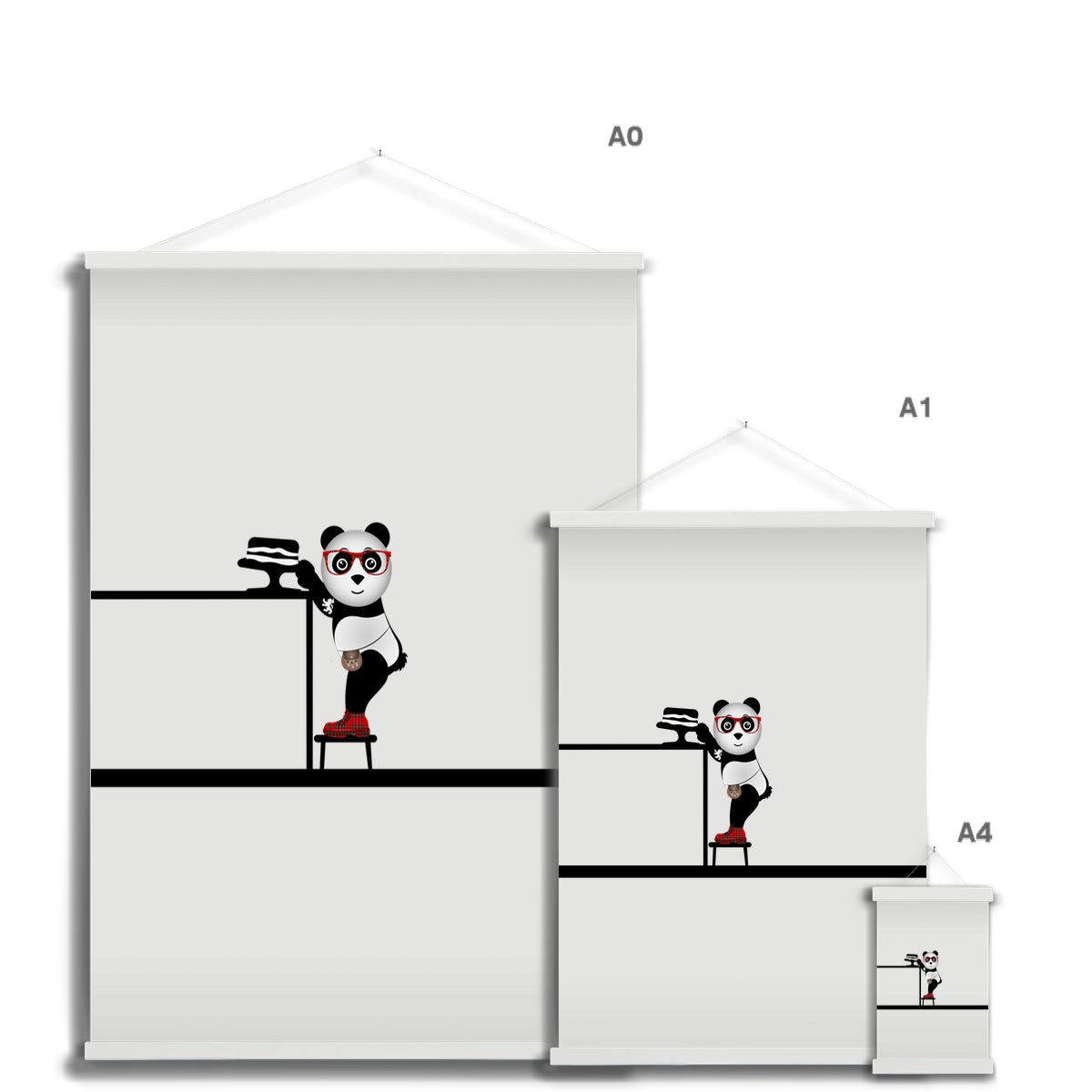 Der Kuchendieb | Panda Disco | Grafik-Kunstdruck mit Aufhänger