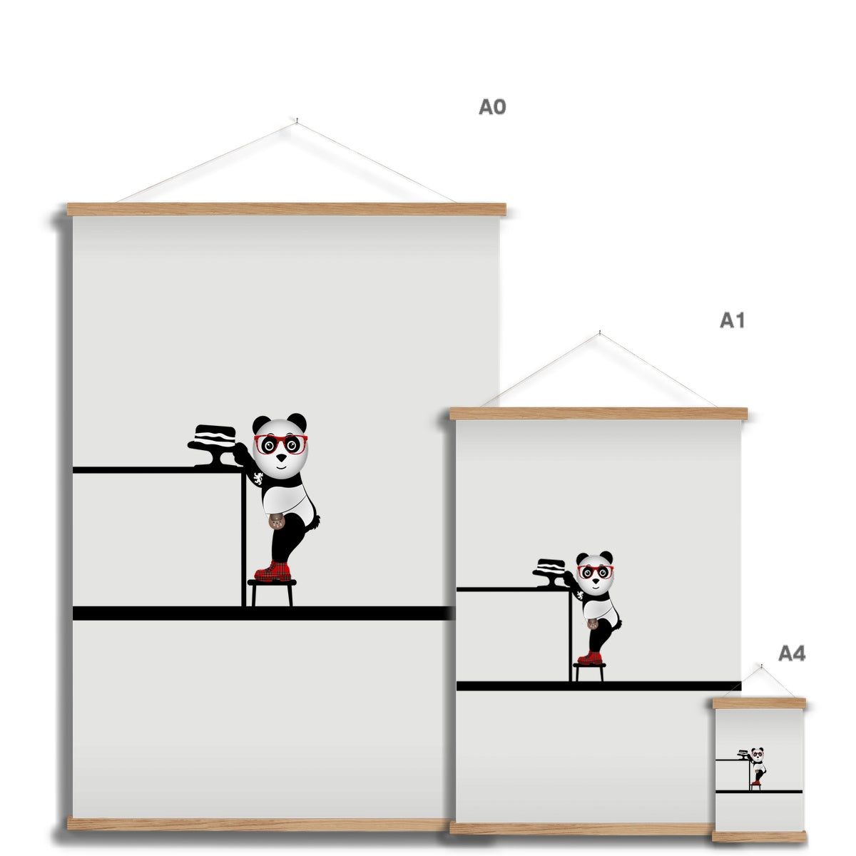 Der Kuchendieb | Panda Disco | Grafik-Kunstdruck mit Aufhänger