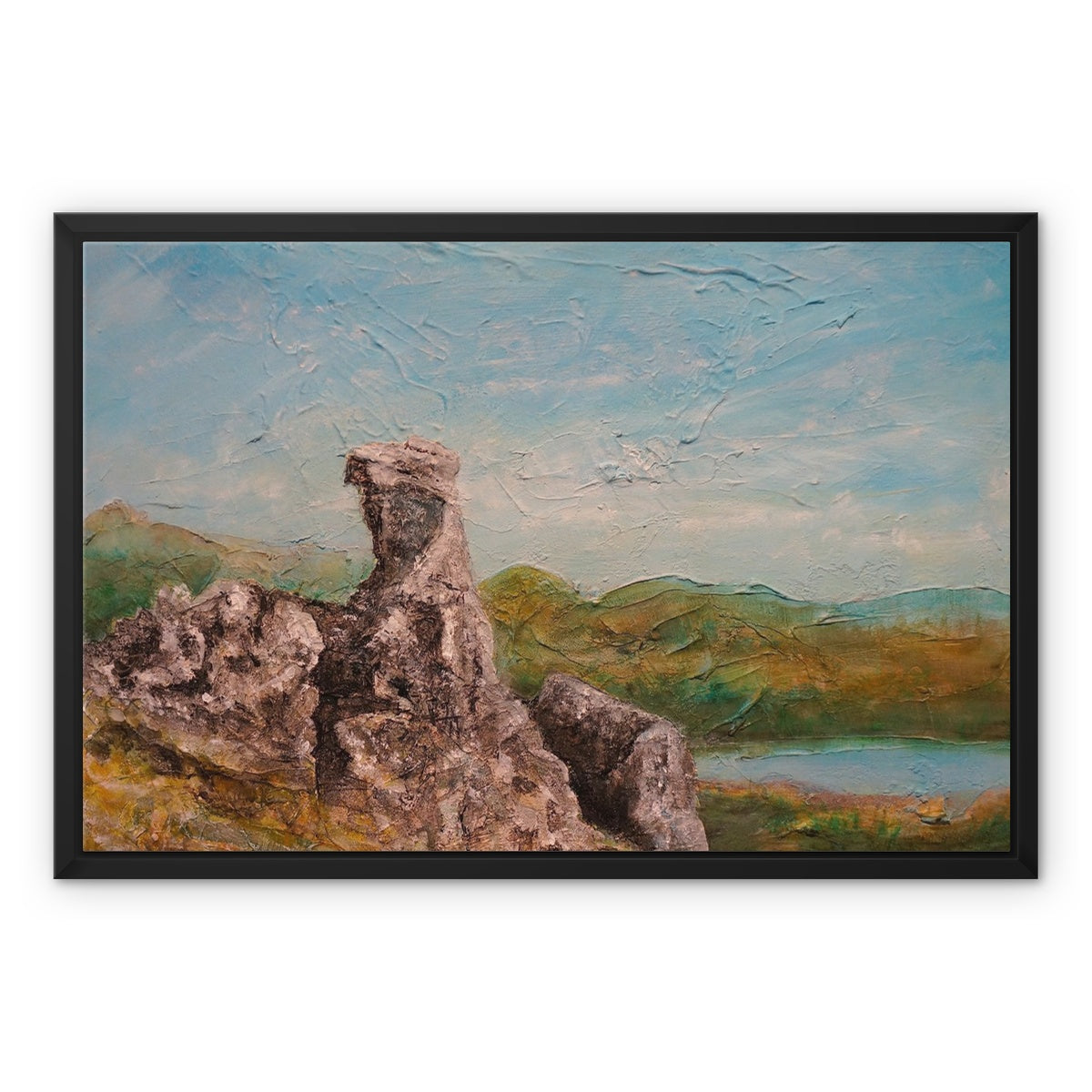 The Cobbler ii Painting | Framed Canvas From Scotland-Floating Framed Canvas Prints-Scottish Lochs & Mountains Art Gallery-24"x18"-Black Frame-Paintings, Prints, Homeware, Art Gifts From Scotland By Scottish Artist Kevin Hunter